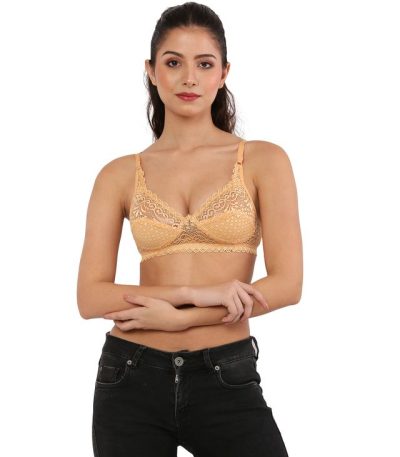 Solid Net Bralette for Women – Beige, Non-Padded & Comfortable | Flirty Fits