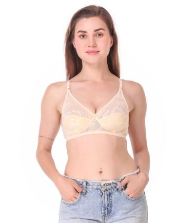 Light Beige Lace Everyday Bra – Non-Wired & Breathable